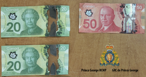 Photo of the front side of the counterfeit bills