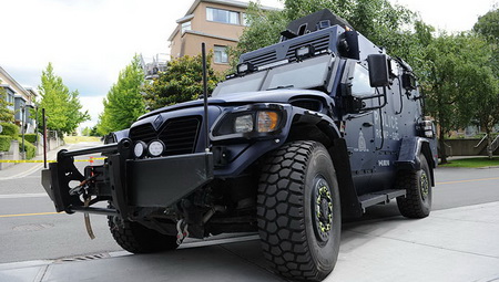 Photo of the Emergency Response Team's  armoured vehicle