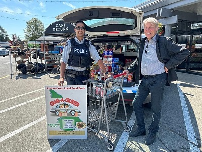 Police car filled with donated goods