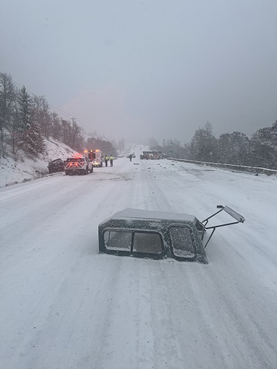 Winter driving conditions in Trail. Photograph of a collision.