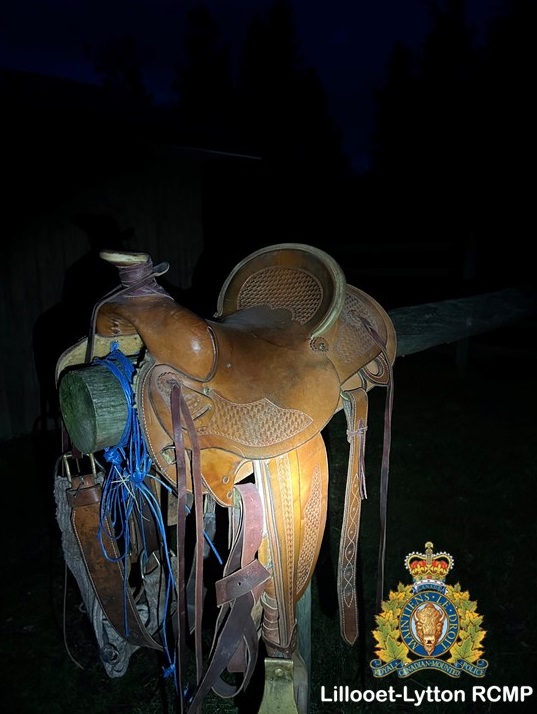 Pictured is a brown/tan coloured horse saddle, nearly identical to the one reported stolen in file 2024-11.